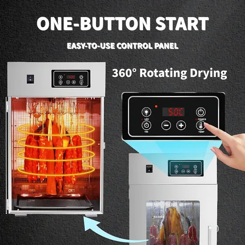 Vista 5 de Commercial Food Dehydrator Machine, 86-194℉ Temperature Control, 800W/1000W Fast Drying Dehydrater, LED Display, Stainless Steel Dehydrator for Meat