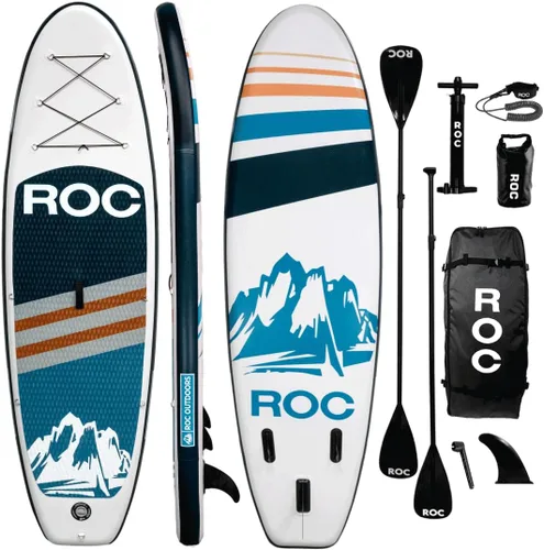 Vista 25 de Roc Tabla de remo inflable con accesorios y mochila de alta calidad, cubierta antideslizante, bolsa impermeable, correa, remo y bomba de mano.