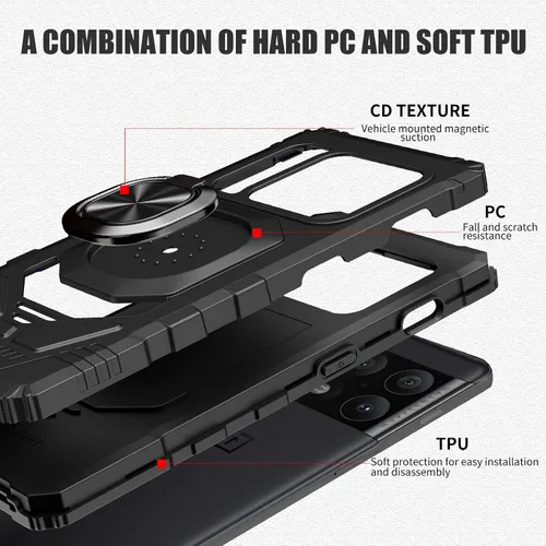 Vista 6 de Ailiber Funda compatible con OnePlus 10 Pro, funda 1+ 10 Pro con protector de pantalla, soporte de anillo para soporte magnético de automóvil