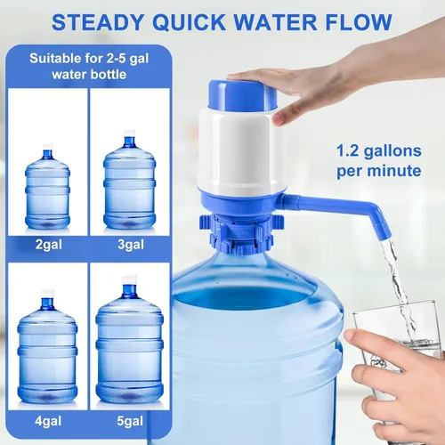 Vista 2 de Dispensador de agua manual para botella de 5 galones, dispensador de agua de 5 galones, ajuste seguro en las jarras superiores de la corona