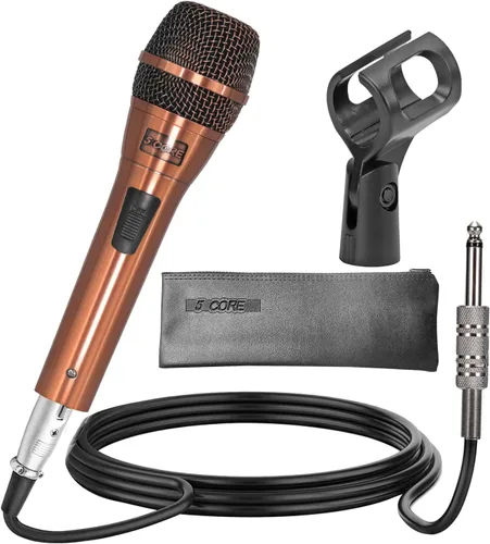 Vista 9 de 5 CORE Par de micrófonos dinámicos cardioides XLR unidireccionales con cable con filtro pop integrado con alta ganancia de frecuencia amplia