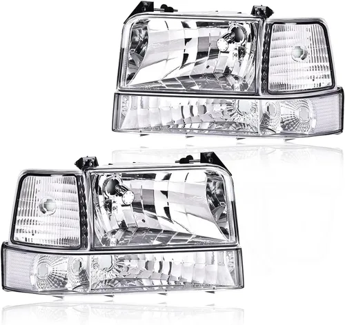 Vista 10 de Faros LED DRL, faro lente transparente carcasa negra reflector ámbar