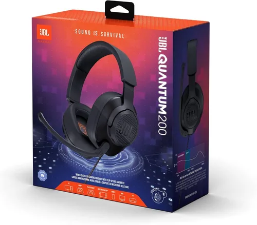 Vista 12 de JBL Quantum 200 - Wired Over-Ear Gaming Headset with Voice Focus Directional flip-up mic and Memory Foam Ear Cushions (Black) (Pack of 4)