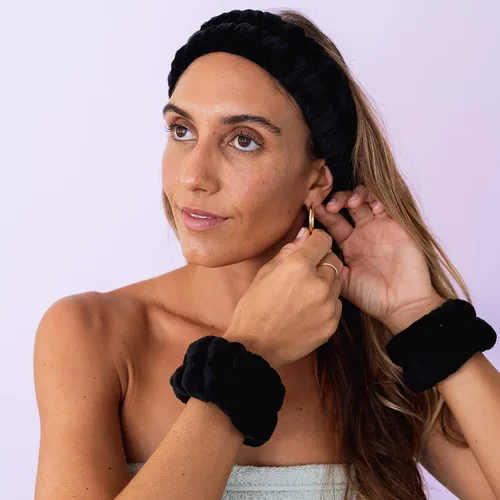 Vista 9 de FROG SAC Diadema de Spa Esponjosa y Muñequeras para Lavado Facial, Diademas Suaves para Cuidado de la Piel para Mujeres, Accesorios Suaves