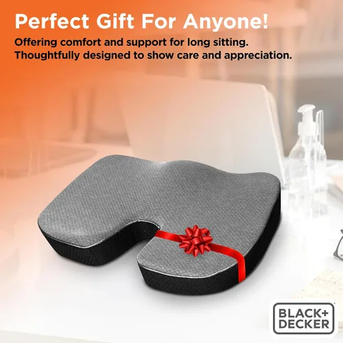 Vista 7 de BLACK+DECKER Cojín de asiento de espuma viscoelástica acolchada y tejida en U para silla de oficina, coche, silla de ruedas y avión – Ergonómico