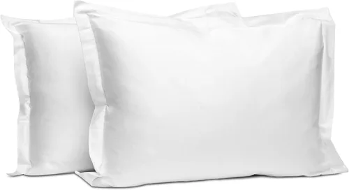Vista 116 de Juego de 2 fundas de almohada de 100 % algodón puro, tamaño King, color plateado, lujosas fundas de almohada de algodón de fibra larga de 400 hilos