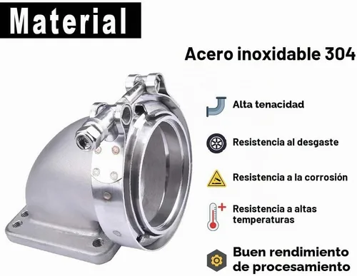 Vista 6 de SPELAB 3.0 "V-Band Cast Turbo Codo Downpipe Adaptador 304 Acero Inoxidable para T3 T4 Brida Turbocharge (2)
