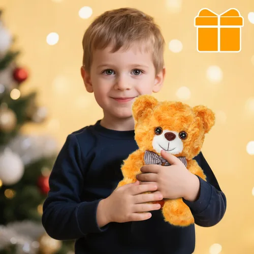 Vista 7 de Oso de Peluche Animal de Felpa, Oso de Peluche Amarillo Brillante Juguete de Felpa para Niños y Niñas de 3+, Oso Suave de 8″ como Regalo para Niños