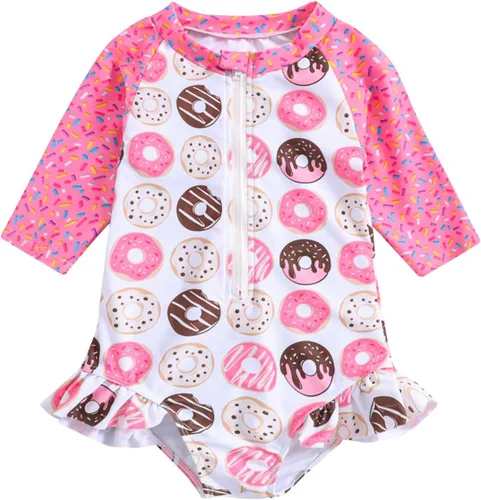 Vista 22 de MERSARIPHY Traje de baño de una pieza para niña pequeña, traje de baño de manga larga, traje de baño para niñas