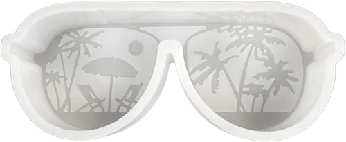 Vista 5 de Gafas de sol Tropical Beach Palm Tree Scene Summer Car Freshie Molde de silicona 5 x 2.5 x 1 pulgadas para perlas aromáticas perfumadas de resina