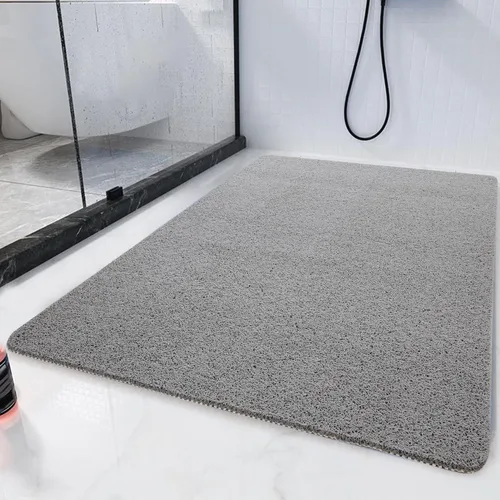 Vista 3 de HOMBYS 47 x 32 Alfombrilla extra grande para cabina de ducha y bañera, alfombrilla antideslizante para baño, alfombrillas de loofah de PVC para Gris