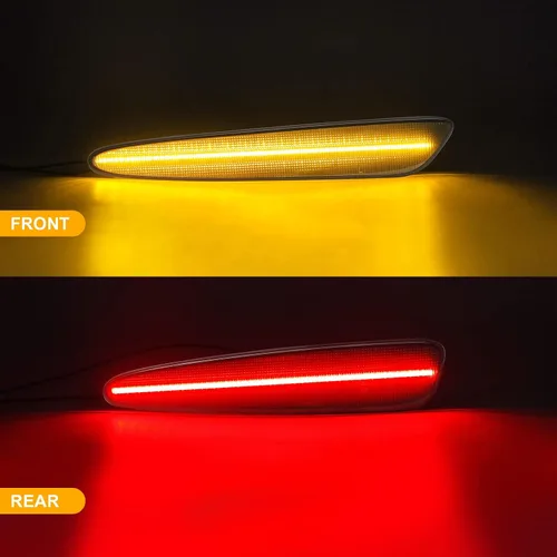 Vista 2 de R&F Auto 4 piezas de lámparas laterales LED con lente ahumada compatibles con Corvette C6 (2005-2013)/Z06/ZR1/Grand Sport/Z06 Carbon Amber Red LED