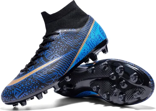 Vista 6 de Favdeol Botas de fútbol para hombre, para interiores, césped ligero, rendimiento, para entrenamiento, para terreno suave, botas de fútbol atléticas