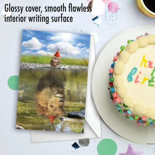 Vista 3 de The Best Card Company - Tarjeta de felicitación de cumpleaños de 1 gato con sobre - Papelería de gatito lindo, tarjeta de felicitación de cumpleaños
