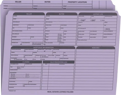 Vista 17 de NextDayLabels - Carpeta de listado de bienes raíces - Lista de panel derecho, preimpresa en cartulina duradera con lista de verificación de cierre