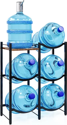 Vista 10 de TC-HOMENY Soporte para jarra de agua de 5 galones, estante de 3 niveles para dispensador, soporte organizador para hogar y oficina (negro)