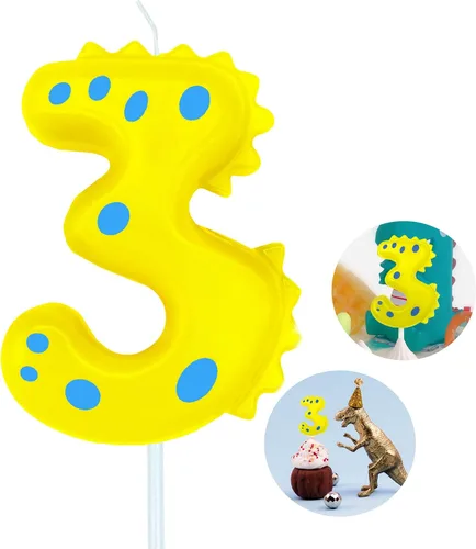 Vista 12 de Velas de cumpleaños con número (0 velas rojas) con forma de dinosaurio, velas de pastel de feliz cumpleaños para decoración de fiesta de cumpleaños