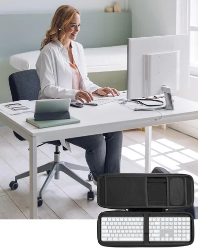 Vista 6 de RAIACE Funda rígida de almacenamiento compatible con Apple Magic Keyboard + Magic Mouse. (solo funda), color negro