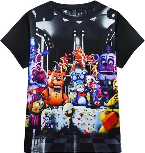 Vista 2 de Fan Desen Conjunto de camisa y pantalones cortos de Freddy para niños, disfraz de dibujos animados para niños de 5 a 12 años