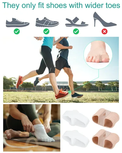 Vista 6 de 4 separadores de dedos correctores de juanetes para mujeres y hombres, espaciadores de gel para dedos grandes con 2 bucles para pies, alisador