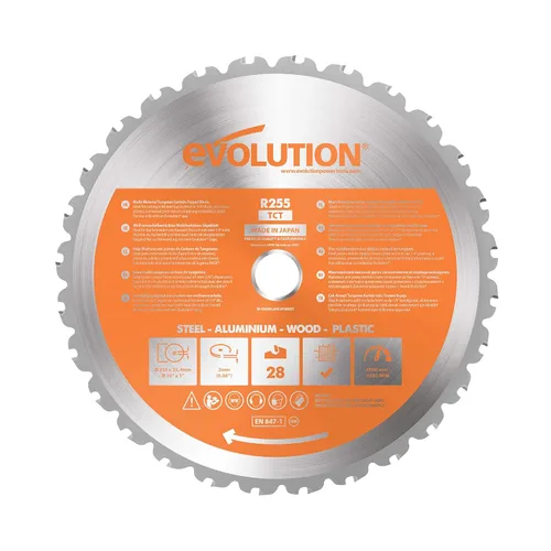 Vista 6 de Evolution Power Tools RAGE230BLADE - Cuchilla TCT multimaterial para sierras, corta acero suave, aluminio, plásticos y madera, 9 pulgadas