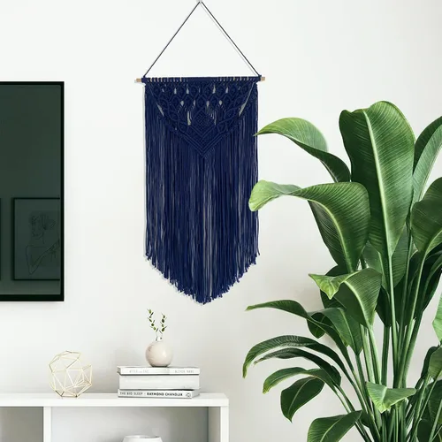 Vista 8 de Winterdemoon Tapiz tejido bohemio para colgar en la pared de macramé, decoración del hogar Verde