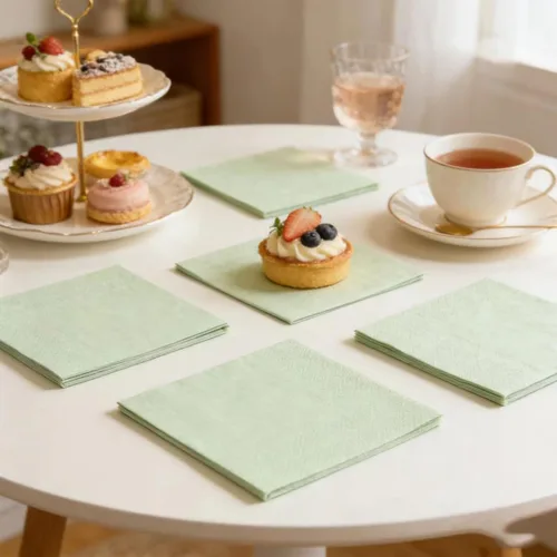 Vista 7 de 300 paquetes de servilletas de cóctel de 2 capas, servilletas de postre plegadas de 5 x 5 pulgadas, servilletas desechables para cena, boda, Verde