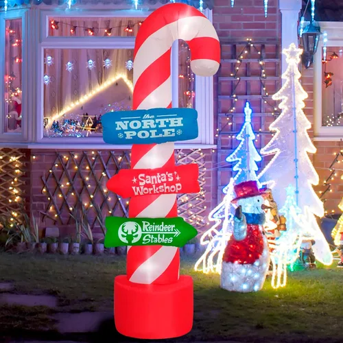 Vista 11 de Decoración inflable de Navidad de 7 pies para exteriores, enano con sombrero, decoración inflable de patio con luces LED integradas, adecuado
