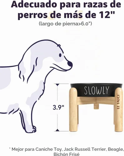 Vista 5 de Comedero de rompecabezas de cerámica para perros de alimentación lenta - 0.6 tazas con soporte de madera para razas pequeñas, negro Negro+soporte