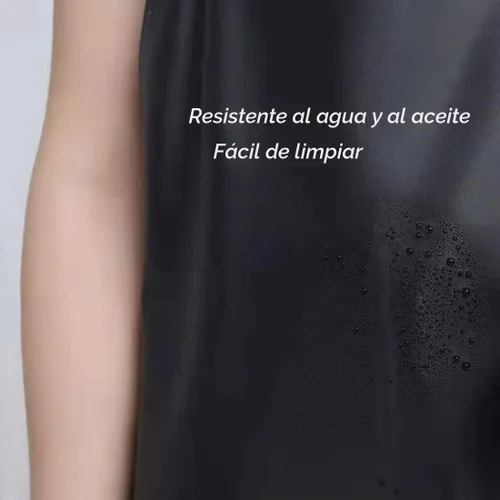 Vista 2 de K Y KANGYUN Delantal de vinilo de goma impermeable negro - 43Hx29W pulgadas ajustable largo negro ligero Negro-1 paquete