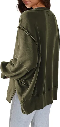 Vista 3 de Sudaderas casuales de manga larga con cuello redondo para mujer, con bolsillos, casual, para otoño 2023