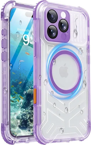 Vista 33 de Funda impermeable para iPhone 15 con Magsafe, protector de pantalla, cordón, IP68 militar de cuerpo completo a prueba de golpes, para deportes