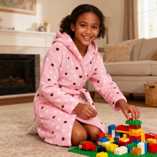 Vista 40 de E.W Apparel Bata de baño de forro polar con capucha para niños, bata suave y mullida para niños pequeños