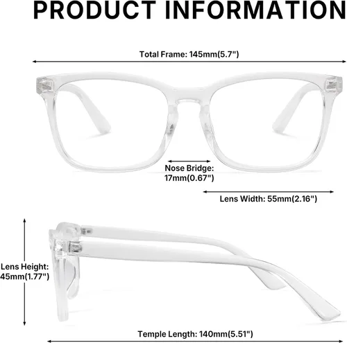 Vista 6 de Pro Acme – Gafas sin receta con montura transparente para mujeres y hombres