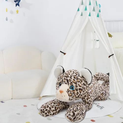 Vista 8 de MorisMos Animal de Peluche Gigante Guepardo Almohada de Felpa 4 pies, 47" Juguete de Felpa de Guepardo Extra Grande para Niños y Adultos, Leopardo