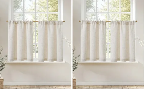 Vista 52 de Jinchan - Cortinas plisadas de 26 x 36 pulgadas, 2 paneles de lino crudo Pellizco plisado crudo