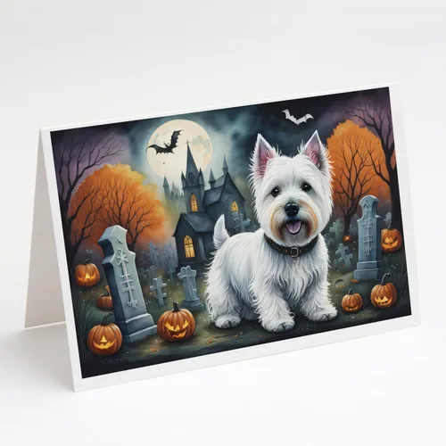 Vista 38 de Caroline's Treasures DAC2042GCA7P Golden Retriever - Tarjetas de felicitación y sobres de Halloween espeluznantes, paquete de 8 tarjetas en blanco