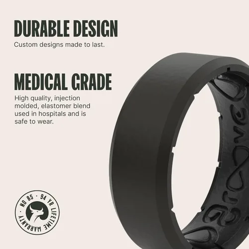 Vista 2 de Groove Life Edge Silicone Ring - Breathable Rubber Wedding Rings for Men, Lifetime Coverage, Unique Design, Comfort Fit Ring
