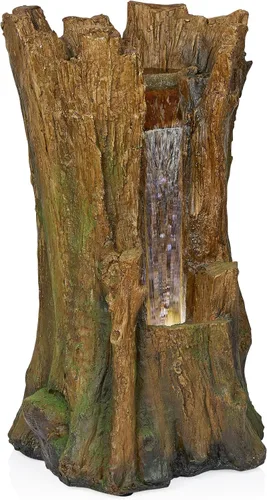 Vista 9 de Alpine Corporation TZL294 Fuente de piso para tronco de árbol al aire libre con luces LED blancas frías, decoración de jardín escalonada, 22