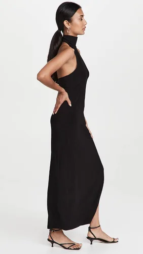 Vista 4 de Norma Kamali Vestido halter con abertura lateral de tortuga para mujer