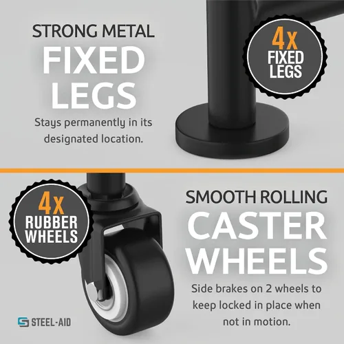Vista 4 de STEELAID Soporte para neumáticos rodante: metal, ajustable, soporte para neumáticos y cubierta protectora, incluye 4 patas ajustables no rodantes