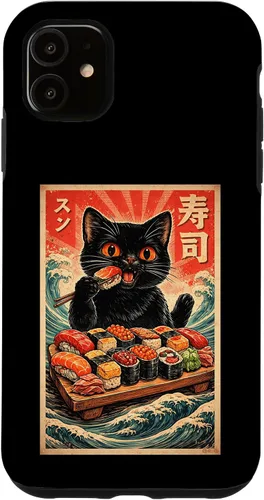 Vista 8 de Cute Kawaii Sushi Cat Funny Japanese Cat Eating Sushi Case for iPhone XR