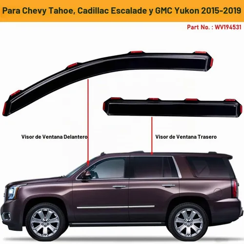 Vista 3 de Lightronic Visera de ventana de ventilación automática con clip extra duradero, compatible con Chevrolet Tahoe 2015-2020, GMC Yukon, Cadillac