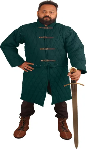 Vista 5 de THE MEDIEVALS Abrigo acolchado Gambeson Chaqueta Aketon para SCA Azul aguamarina