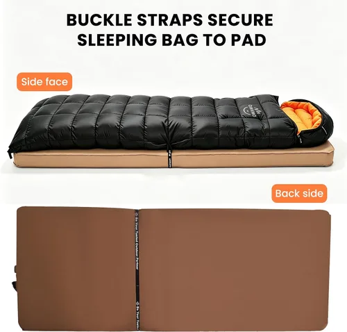 Vista 9 de Rectangular Down Sleeping Bag for Adults Camping Backpacking Negro/15℉/Cremallera izquierda/plumón de pato