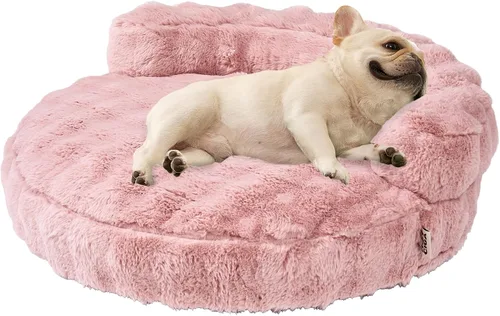 Vista 15 de EHEYCIGA Sofá cama suave para gatos de interior, cama extra pequeña esponjosa para perros con funda extraíble lavable, sofá para mascotas, Camello