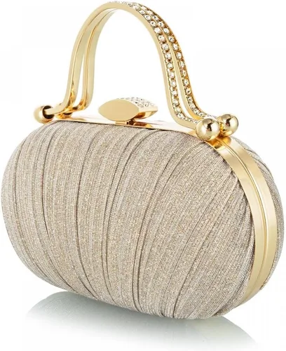 Vista 13 de Simcat Bolso de mano dorado para mujer, bolso de noche con purpurina, plisado, para mujer, formal, novia, boda, baile de graduación