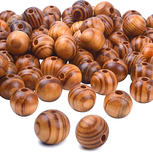 Vista 8 de BronaGrand 200 cuentas redondas de madera de 0.315 pulgadas, cuentas espaciadoras de madera natural, cuentas de madera para hacer joyas DIY
