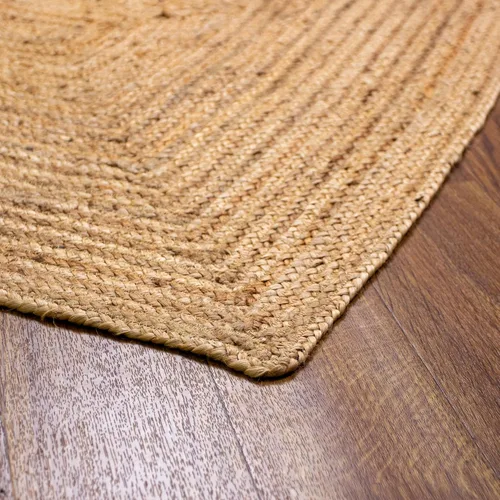Vista 4 de Super Area Rugs Alfombra de yute – Alfombra reversible de fibra natural – Revestimiento ecológico para suelo de cocina – Puerta tejida a mano