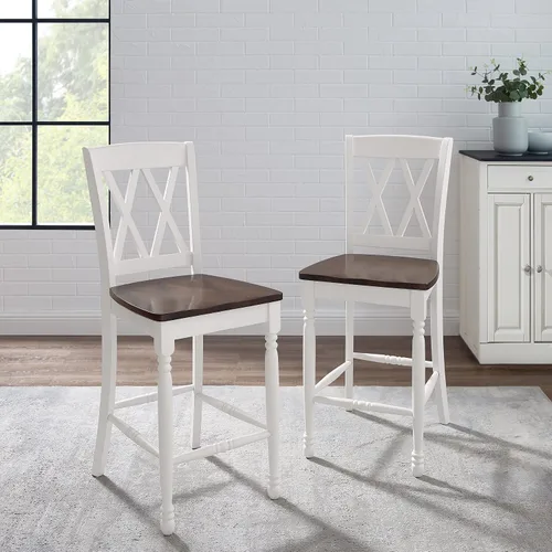 Vista 2 de Crosley Furniture Shelby Wood X - Juego de 2 taburetes de bar con altura trasera